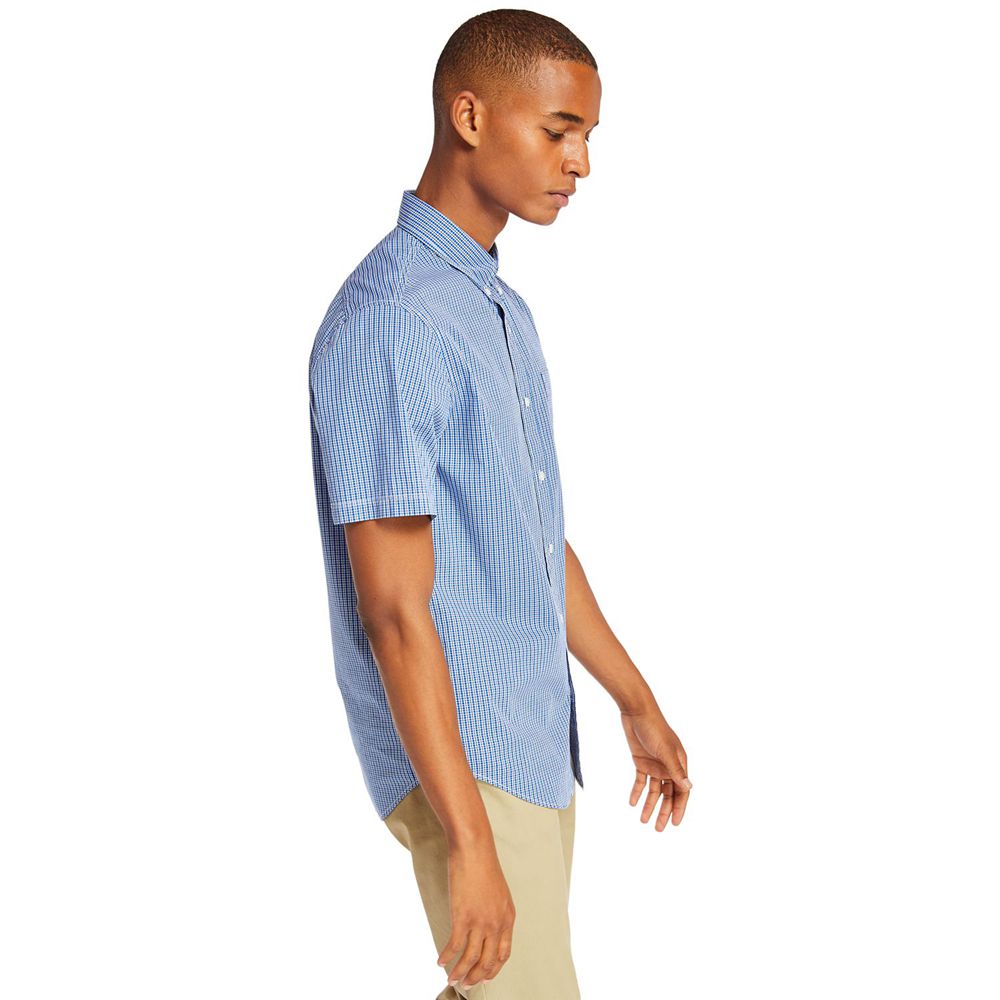 Camisa Masculino - Timberland Short-Sleeve Saco River Stretch - WUDXN1546 - Azuis